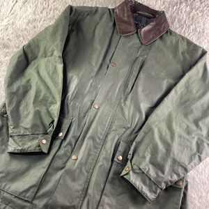 Vintage Blarney Castle Jacket Mens Medium Green Waxed Ireland Leather Collar